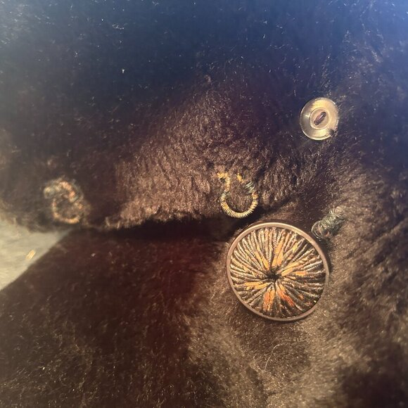 Vintage 50s Brown Faux Fur Coat Hollywood Retro Glam Mob Wife Retro Chic‎ Sz L - Picture 10 of 11